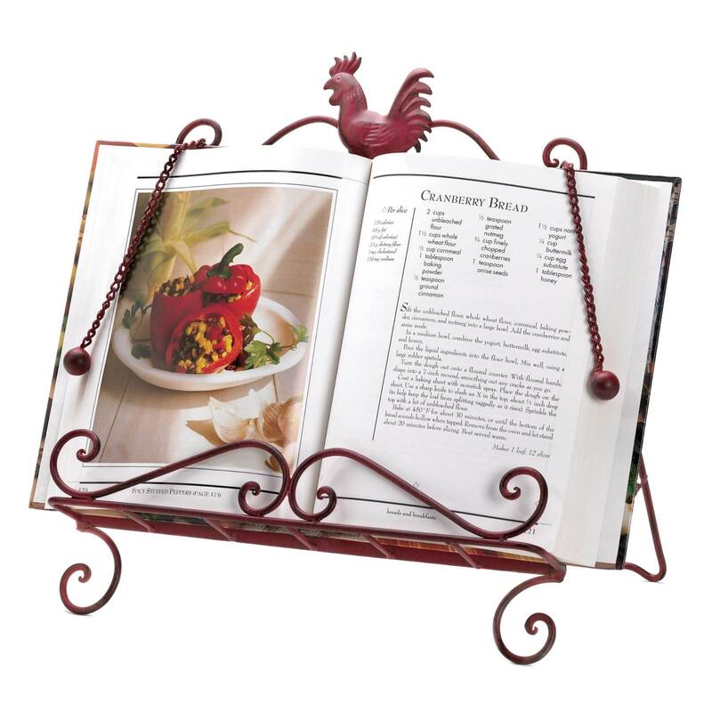 Rooster Cookbook Stand - 13.25" - Red
