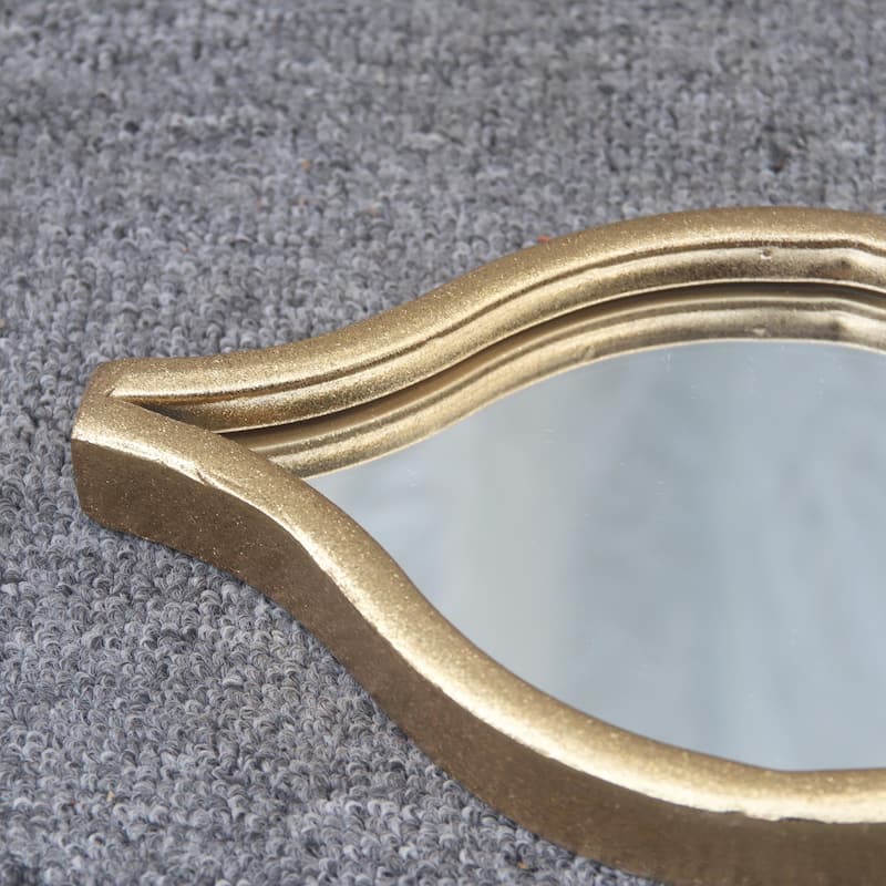 Modern Gold Metal Teardrop Mirror Boho Wall Decor, 37.875" H x 5.125" W