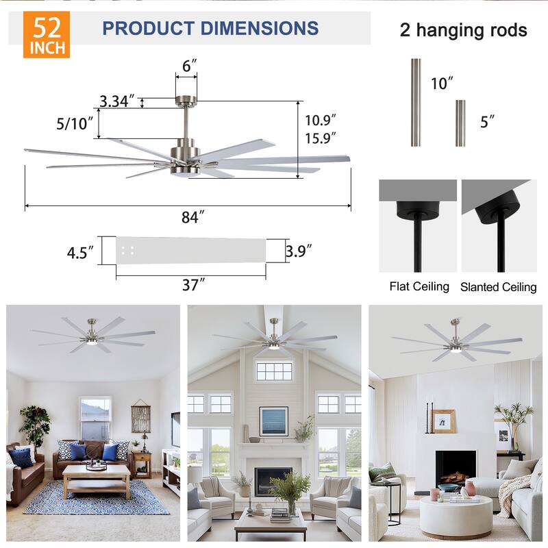 Ceiling Fan with LED Light Remote