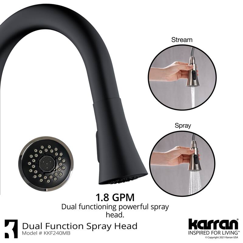 Karran Weybridge Single-Handle Pull-Down Sprayer Kitchen Faucet with Matching Soap Dispenser