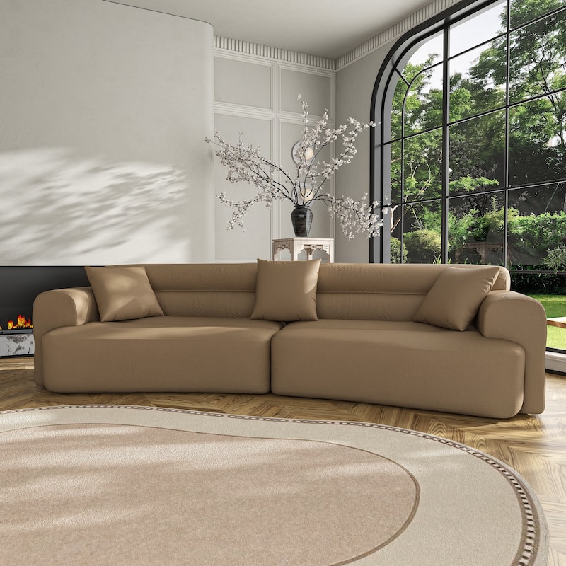 3-5 Seater Couch Comfy Upholstered Sofa with 3 Pcs Soft Pillows