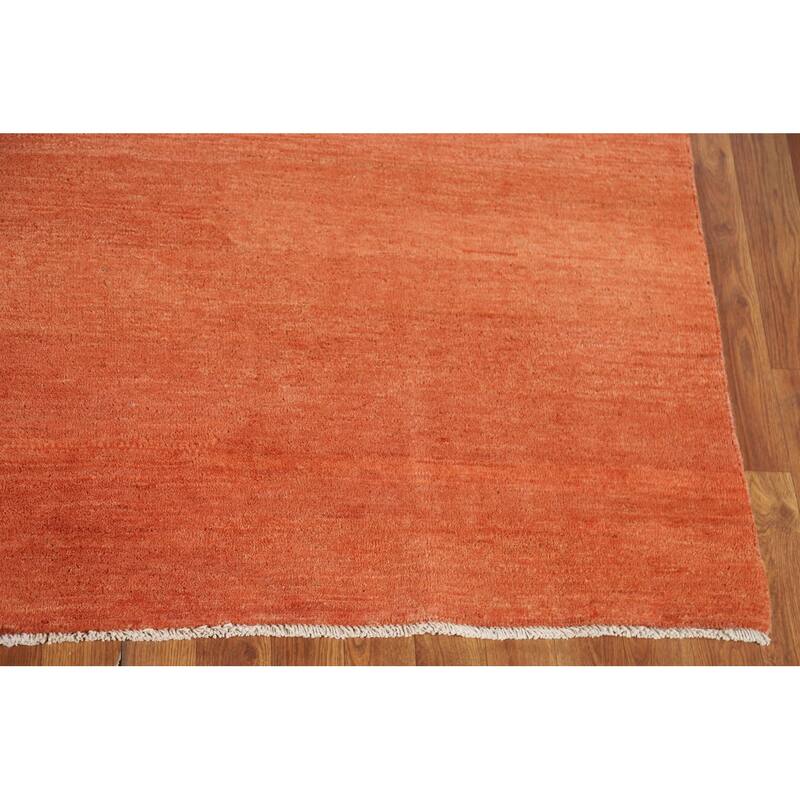 Orange Modern Gabbeh Oriental Area Rug Handmade Wool Carpet - 6'6" x 9'9"