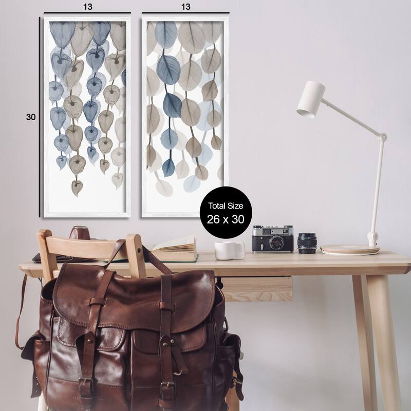 Stupell Neutral Opaque Cascading Leaves Framed Giclee Art Design by Albert Koetsier (Set of 2)