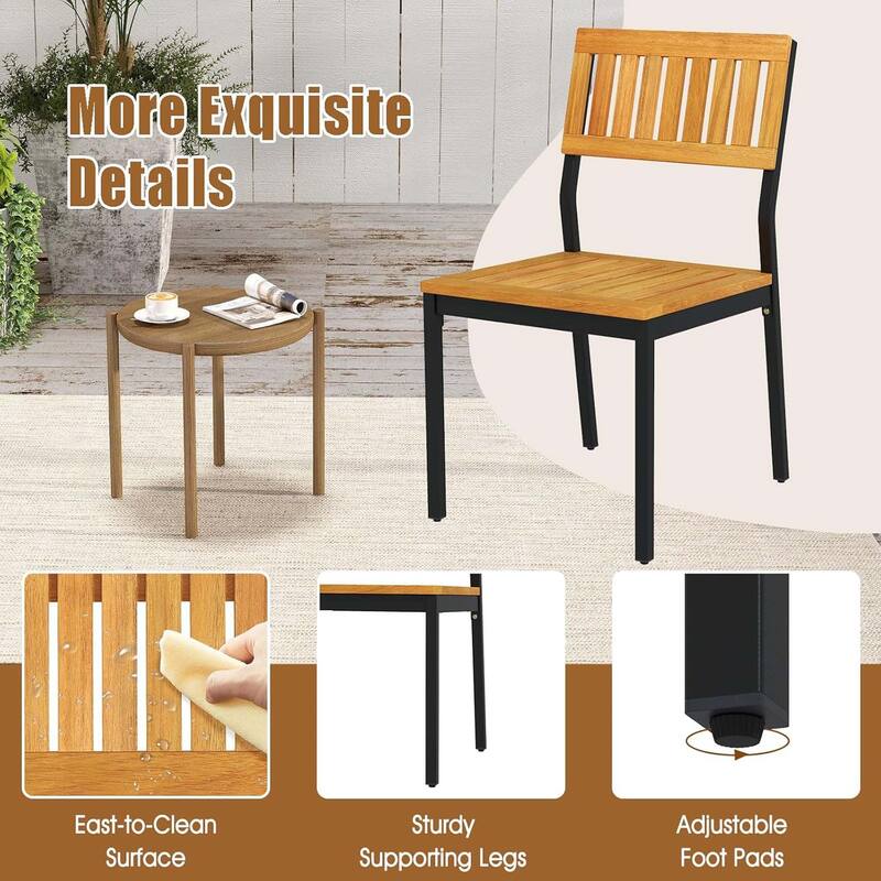 Patio Dining Chair Outdoor Armless Chairs All-Weather Bistro Chairs