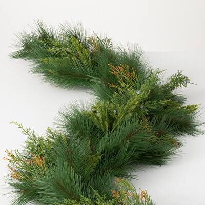 75" Artificial Mixed Pine & Juniper Garland - Green