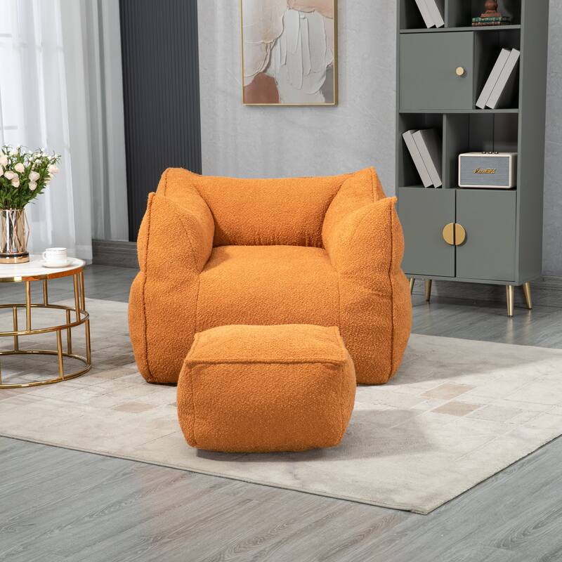 GDFStudio - COOLMORE Boucle Bean Bag Chair with Memory Foam Filling for Ultimate Comfort