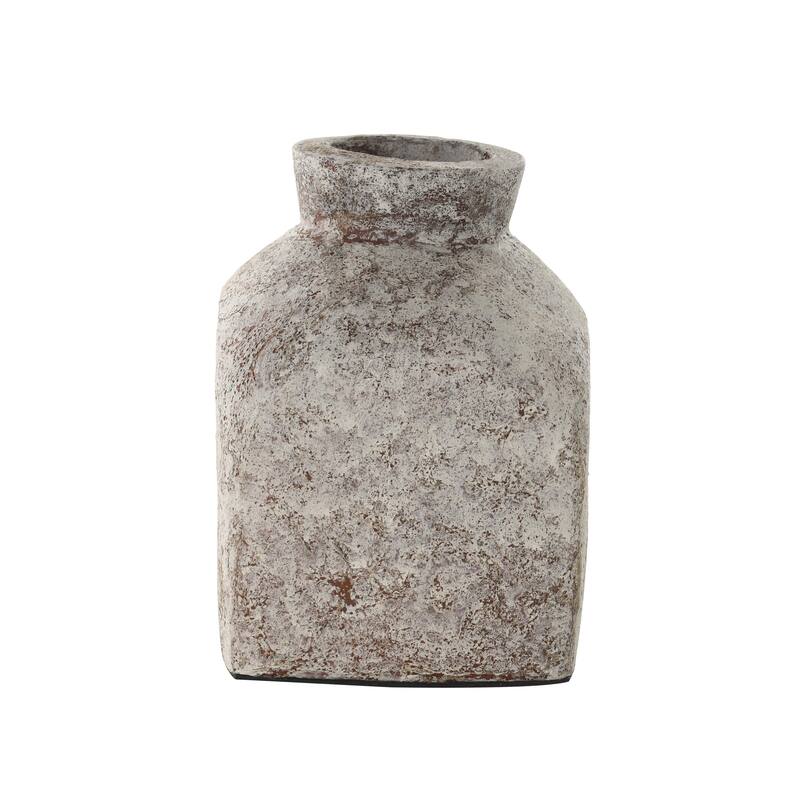 Ceramic Antique Style Textured Square Decorative Vase - Brown - Roche River Decor