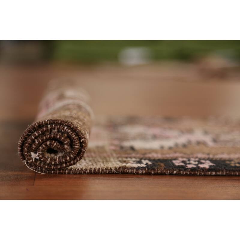 Hand Knotted Oriental 100% Wool Carpet Transitional Tribal Brown Anatolian Area Rug - 2' 8'' X 1' 5''