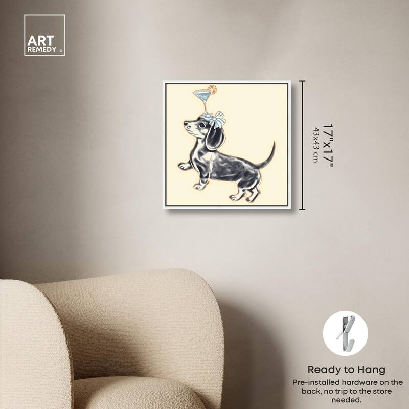 Martini Pup I Canvas by Art Remedy