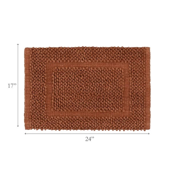 dimension image slide 26 of 30, Sophie Border Ultra-plush Chenille Non-Slip Cotton Bath Mat