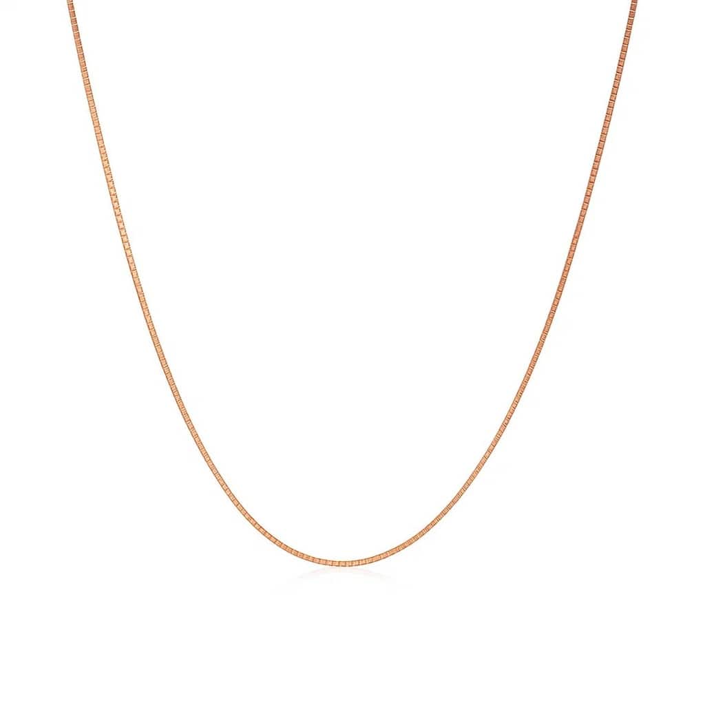 MayaMila 14k Solid Rose Gold Classic Box Chain Necklace 0.6mm