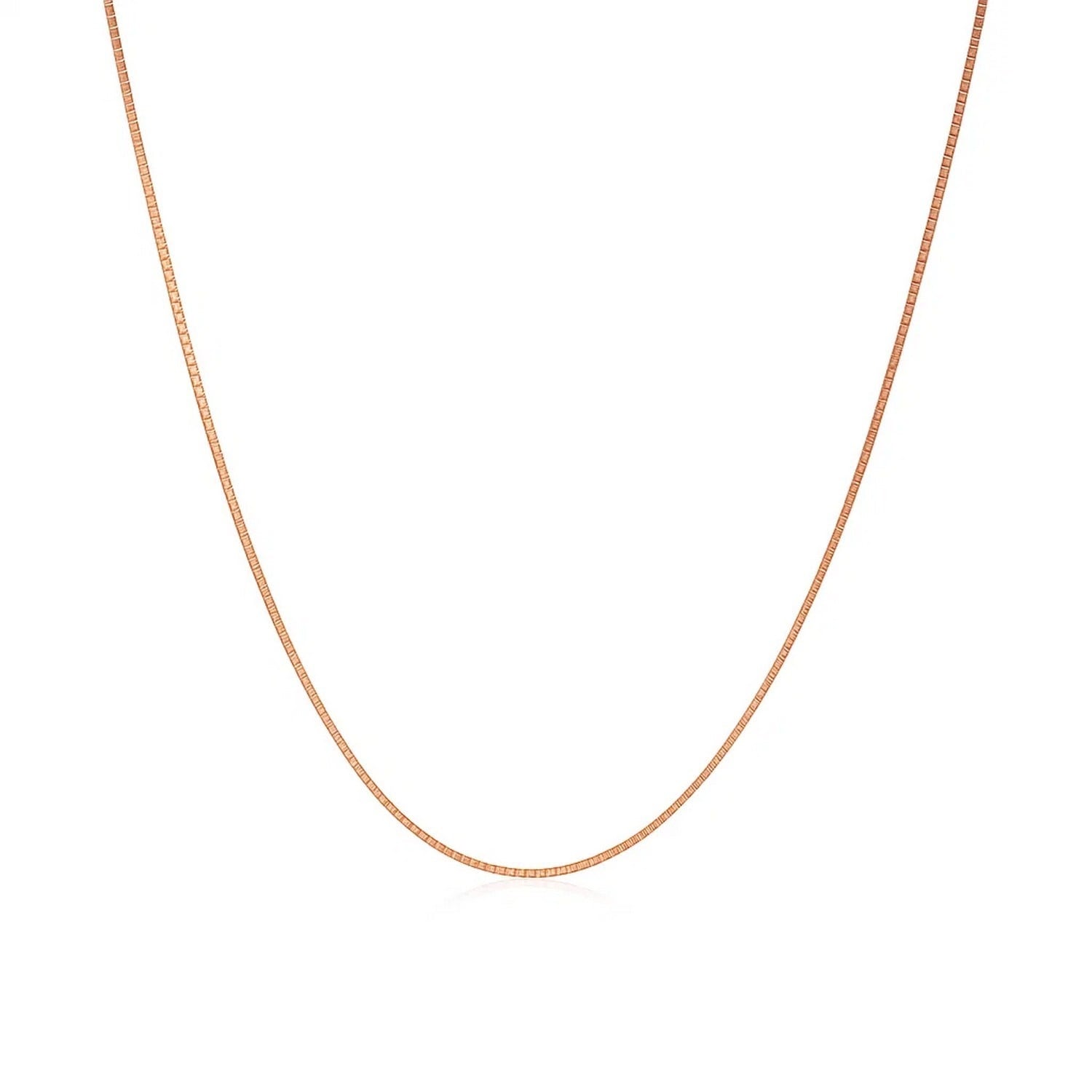 MayaMila 14k Solid Rose Gold Classic Box Chain Necklace 0.6mm