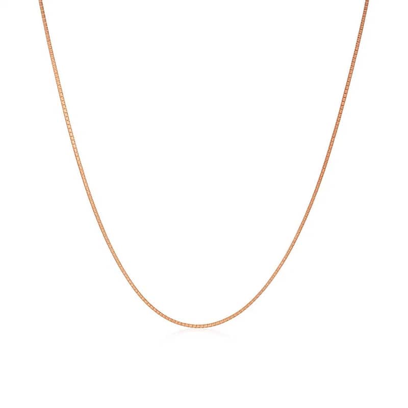 MayaMila 14k Solid Rose Gold Classic Box Chain Necklace 0.6mm