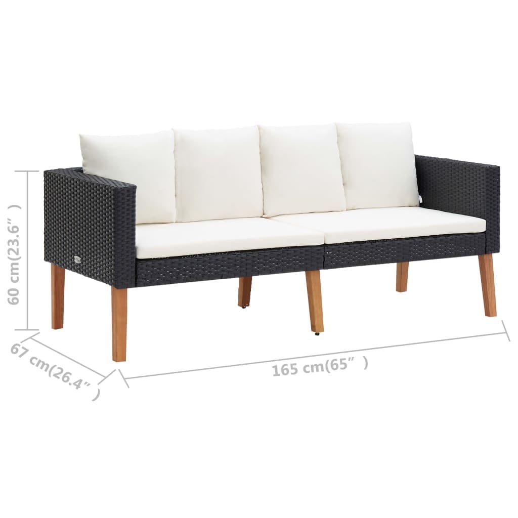 Black rattan online 2 seater sofa