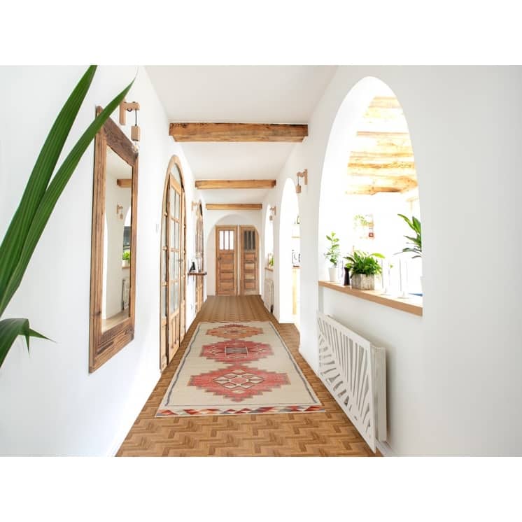 Plush Natural Dye Anatolian Turkish Runner Rug Handmade Wool Carpet - 3'1"x 11'10"