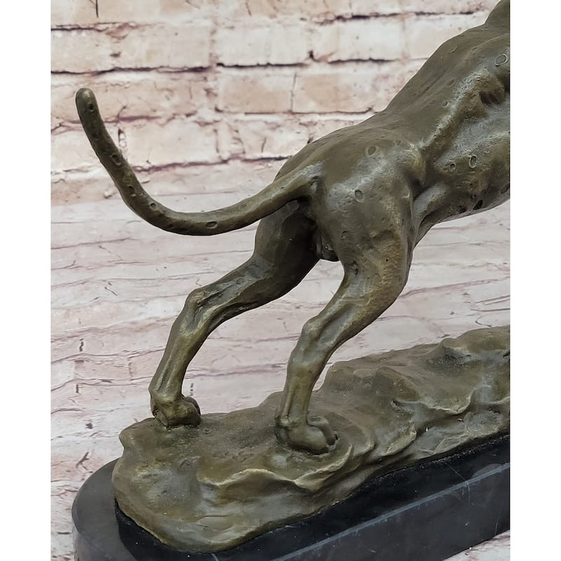 Handmade Panther Jumping Bronze Sculpture Cubism Statue Cougar Puma Feline