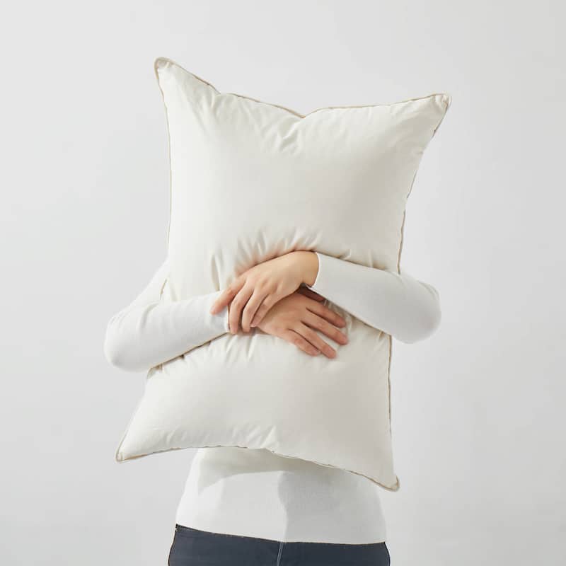 Luxury Natural 100% Organic Down Cotton Bed Pillows (Single Pack) - White