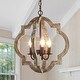 preview thumbnail 2 of 26, Modern Farmhouse Distressed Wood Lantern Foyer Chandelier for Dining Room 16'' L x 16'' W x 17.5'' H - 3-Light