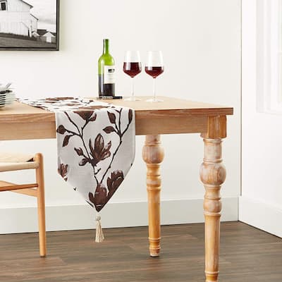 Violet Linen Venetian Collection Decorative Vintage Design 13" x 70" Table Runner, - 13" X 70"