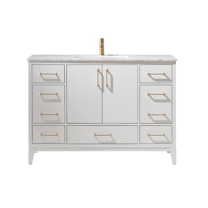 Altair Sutton Single Bathroom Vanity Set and Carrara White Countertop