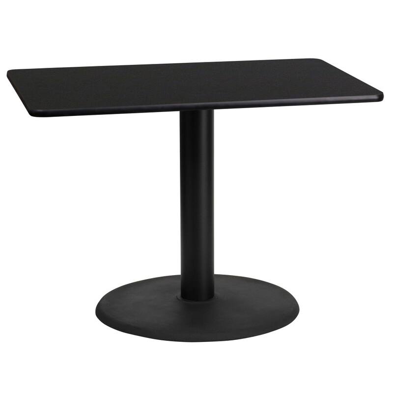 24'' x 42'' Rectangular Laminate Table Top with 24'' Round Table Height Base - Black
