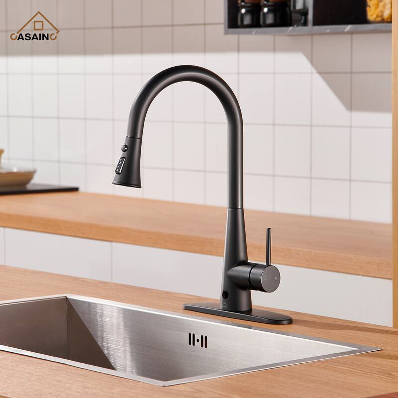 Single Handle Pull Down Sprayer Kitchen Faucet with Touchless Sensor Dual Function