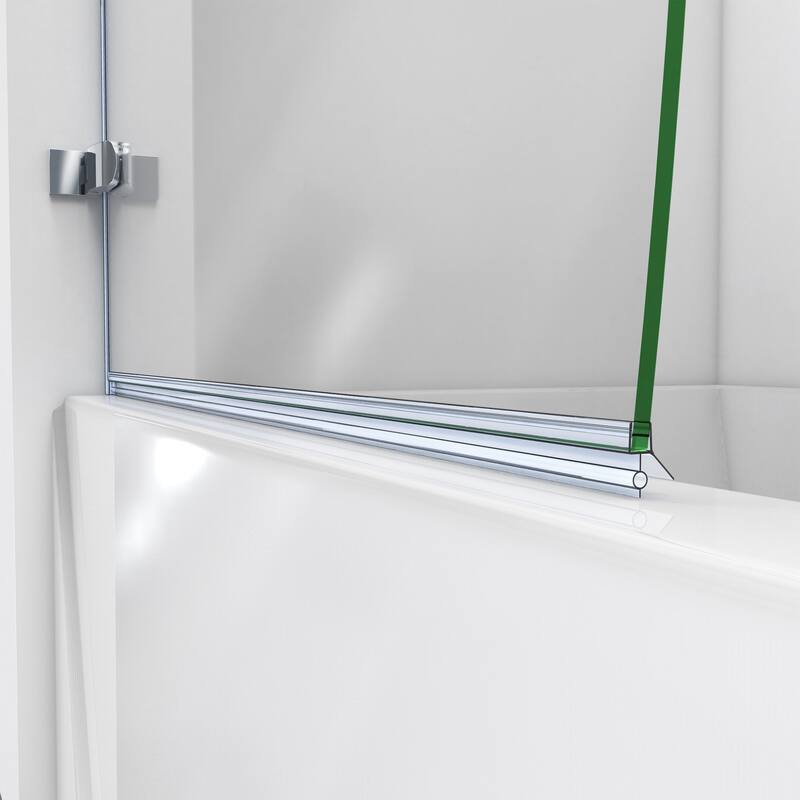 DreamLine Aqua Uno 56-60 in. W x 58 in. H Frameless Hinged Tub Door with Extender Panel - 56" - 60" W