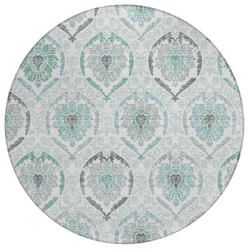 Machine Washable Indoor/ Outdoor Chantille Traditional Damask Rug