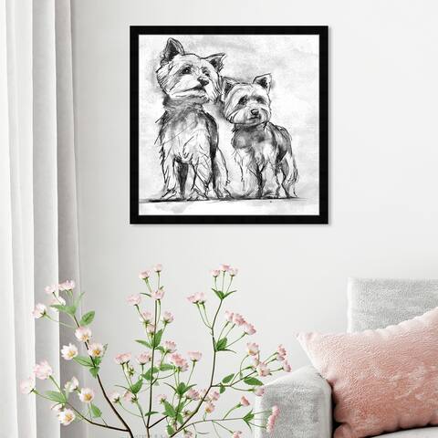 Oliver Gal 'Yorkie' Animals Framed Wall Art Prints Dogs and Puppies - White, Black