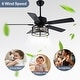 preview thumbnail 4 of 11, Cusp Barn 52 Inch Modern Caged Black Ceiling Fan with Light, Crystal Chandelier Fan, Quiet DC Motor Reversible Ceiling Fan