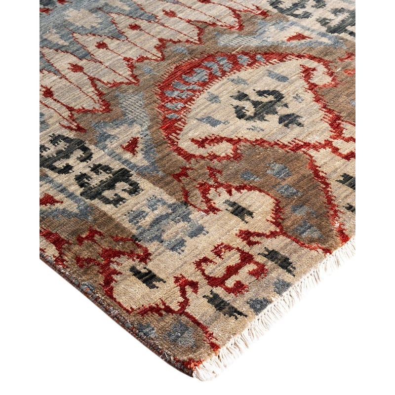 Ikat One-of-a-Kind Hand-Knotted Area Rug, Gray - 9' 0" x 11' 10"