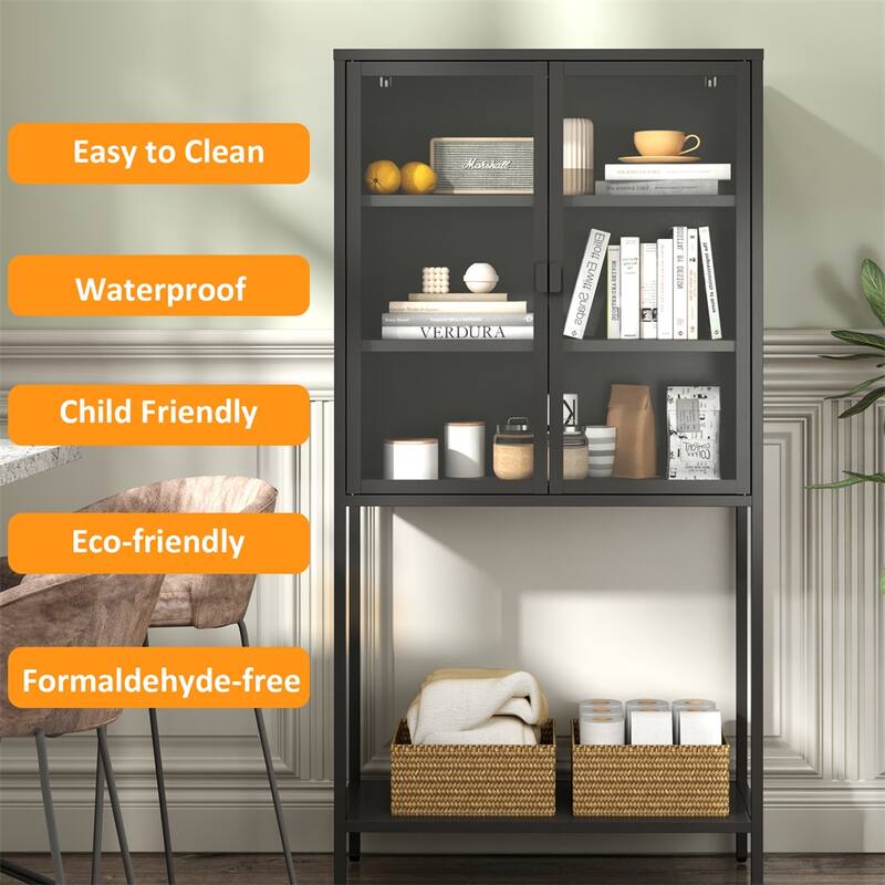 59"H Heavy Duty Metal Storage Cabinet,Tall Bookcase Bookshelf Cabinet
