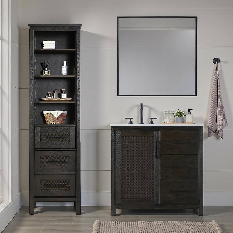 Winslow 16-28 Inch Open Shelving Bath Storage Cabinet