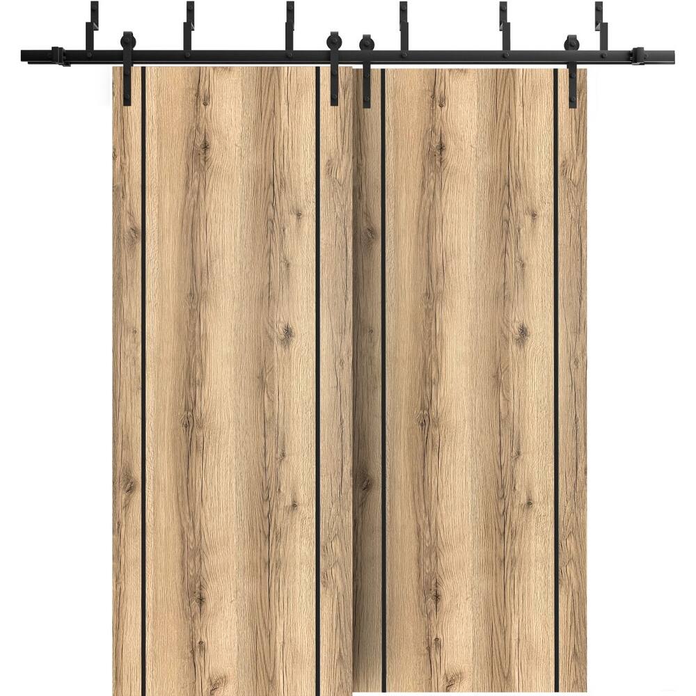 Barn Bypass Doors 36 x 80 Planum 0017 Oak with Sturdy 6.6ft