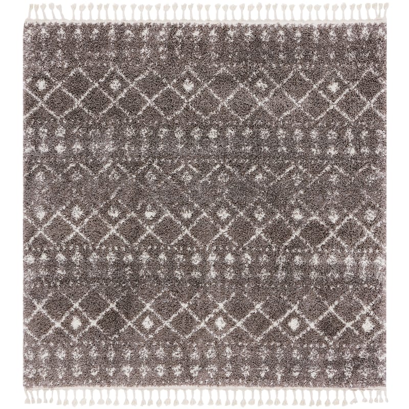 SAFAVIEH Berber Fringe Mirveta Liller Trellis Area Rug - 6'7" Square - Brown/Ivory