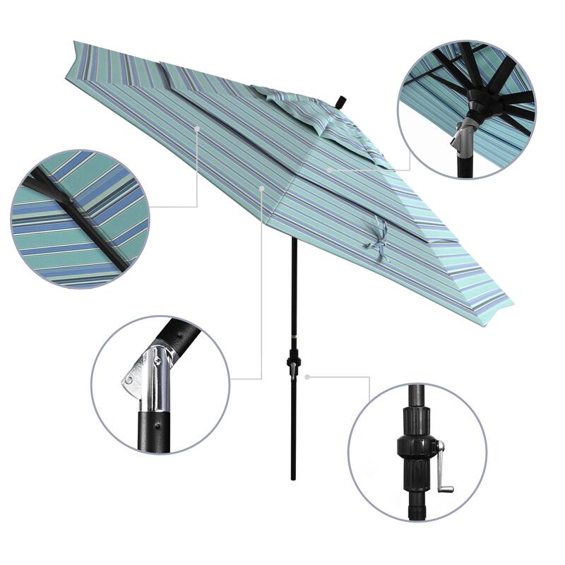 California Umbrella 11-Foot Round Aluminum, Crank Open Collar Tilt Patio Umbrella, Sunbrella Fabric