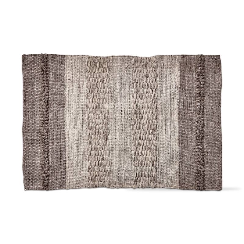 Gradation Grey Stripe Plastic Woven Rug, Indoor Mat, 24L x 36W Inches. - 24 x 36