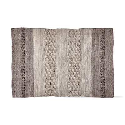 Gradation Grey Stripe Plastic Woven Rug, Indoor Mat, 24L x 36W Inches. - 24 x 36