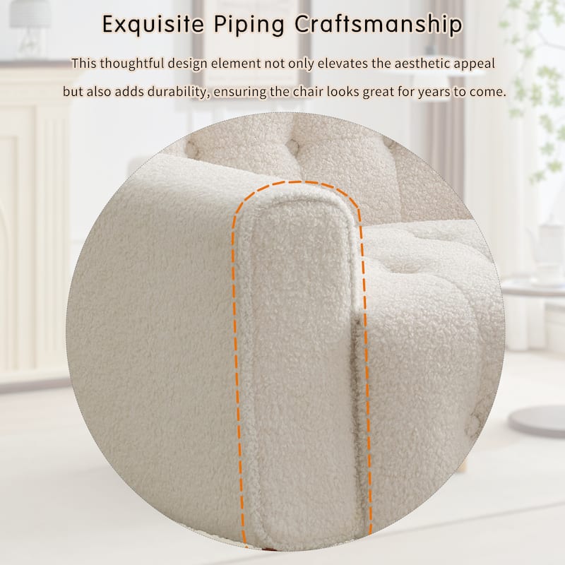 Living Room Chair Modern Biscuit Tufted Accent Chair with Solid Wood Legs and Armrests for Office, Bedroom, Reading Corner