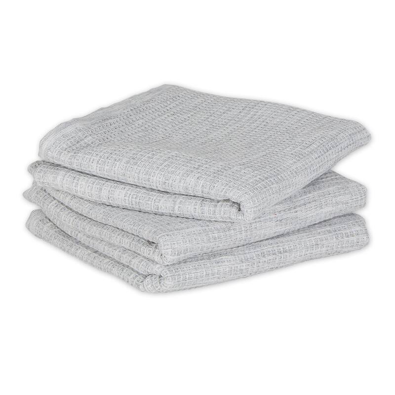 Leather Brown And Off-White Tonal Recycled Cotton Waffle Dishtowel (Set of 3) 20x30