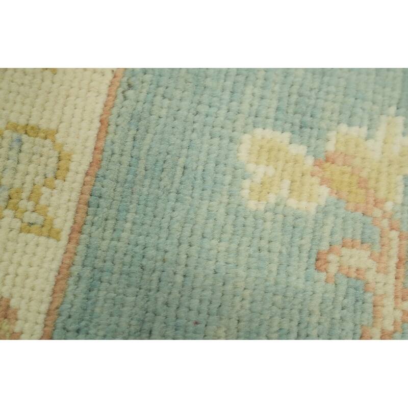 Vegetable Dye Wool Oushak Turkish Area Rug, Medallion Geometric Carpet - 9' 8'' X 8' 1''