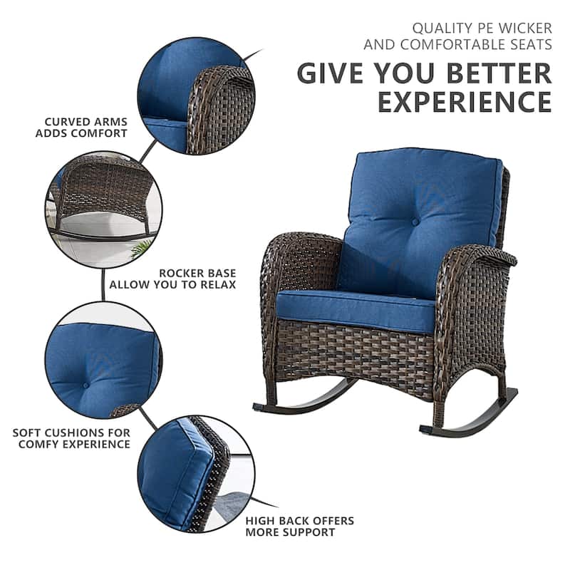 Outdoor Rocking Chair for Outside Patio Porch - Brown