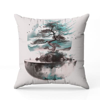 Blossom Bliss Bodhi Faux Suede Reversible Throw Pillow Pink and Turquoise