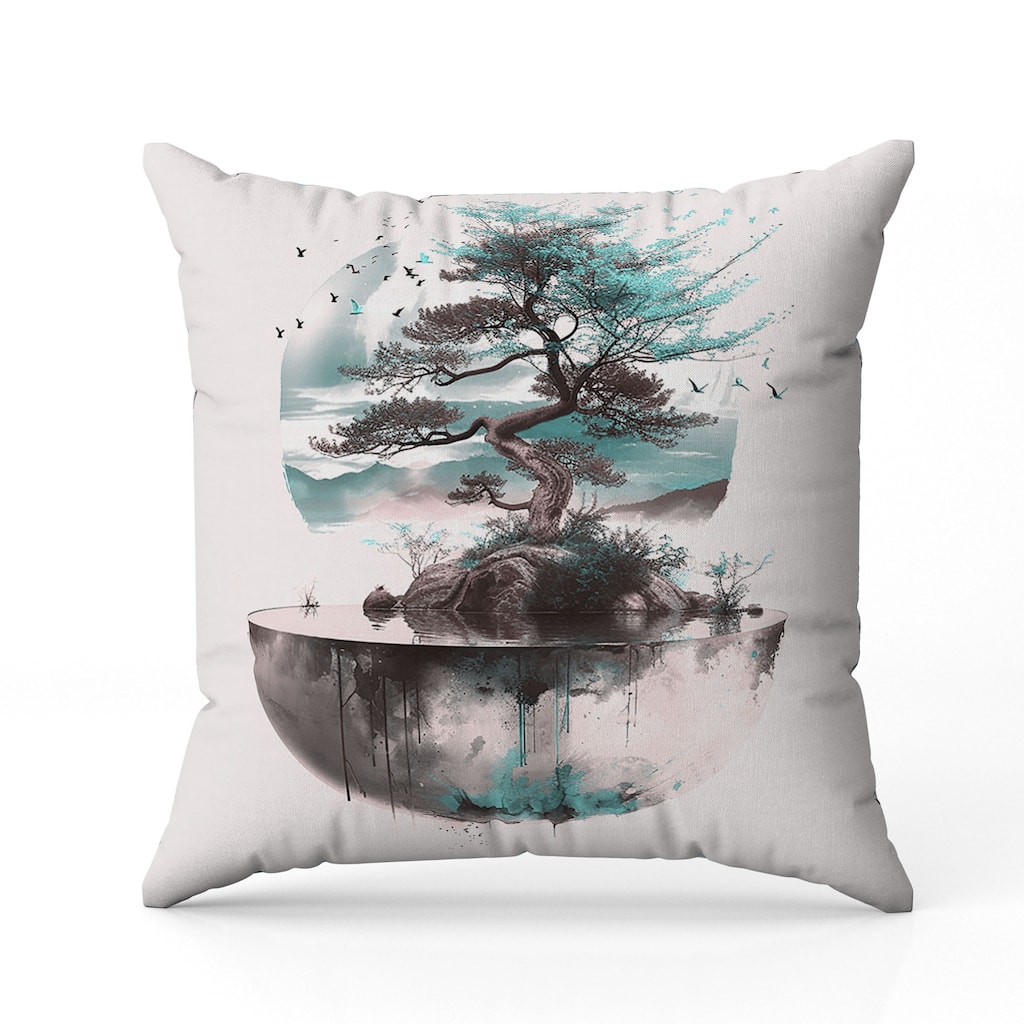 Blossom Bliss Bodhi Faux Suede Reversible Throw Pillow Pink and Turquoise