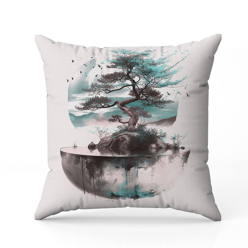 Blossom Bliss Bodhi Indoor/Outdoor Reversible Throw Pillow Pink and Turquoise