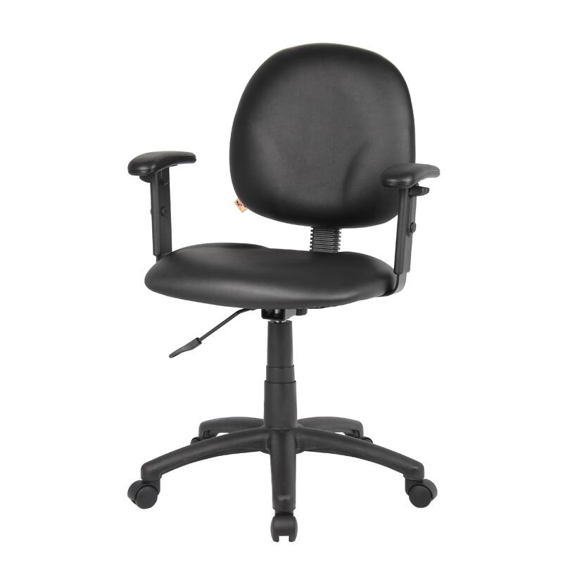 Blair Swivel Task Armchair with Contour Back, Caster Wheel, Black Vinyl