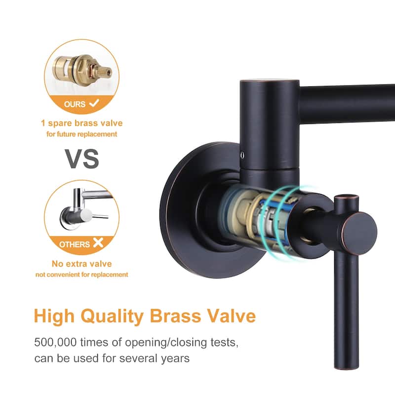 WOWOW Wall Mount Double Handle Pot Filler Faucet