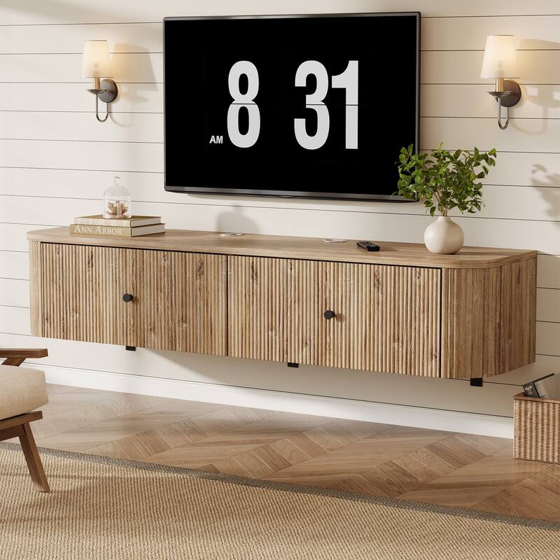 Floating TV Stand, Wall Mounted TV Console with Drawers, Floating Media Console Entertainment Center for Living Room, Bedroom