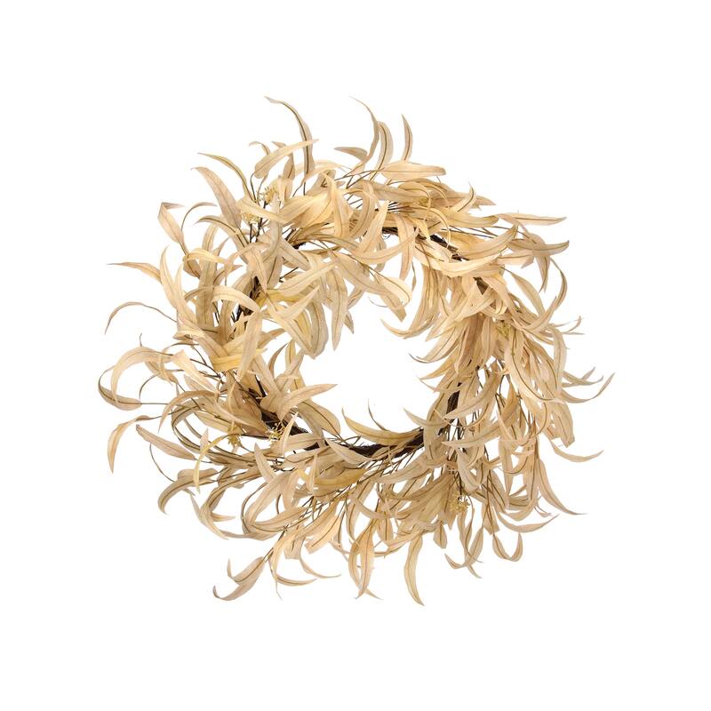 Bleached Long Leaf Eucalyptus Wreath 26"