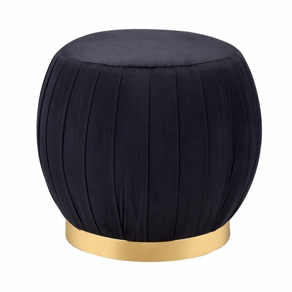 ottoman round metal fabric base pleated upholstered left